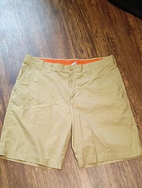 Columbia Men's 36w 10L Khaki Flat Front Casual s Lightweight 100% Cotton Shorts